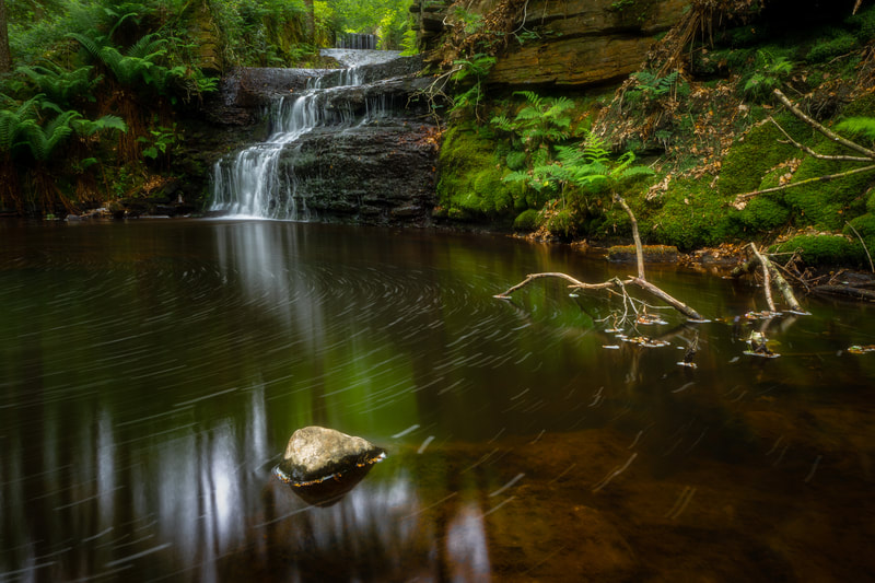 Waterfall in Redisher Wood, Bury, Greater Manchester, North West England
